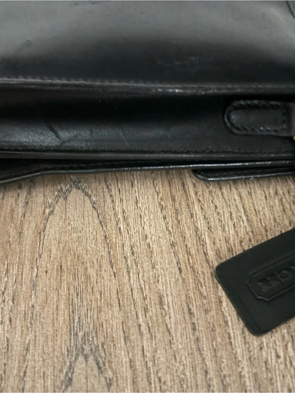 Coach Vintage Black Leather “Bridle Attaché” Executive Clutch with Gold Lock